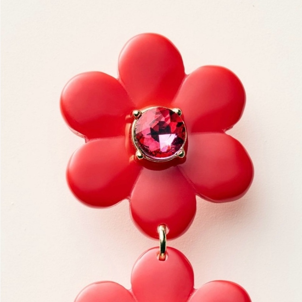 ♠️❤️ kate spade X Target Floral Linear Earrings Red * Limited Edition * - Picture 5 of 7
